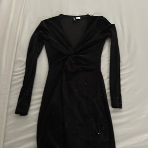 Black sparkle long sleeve mini dress